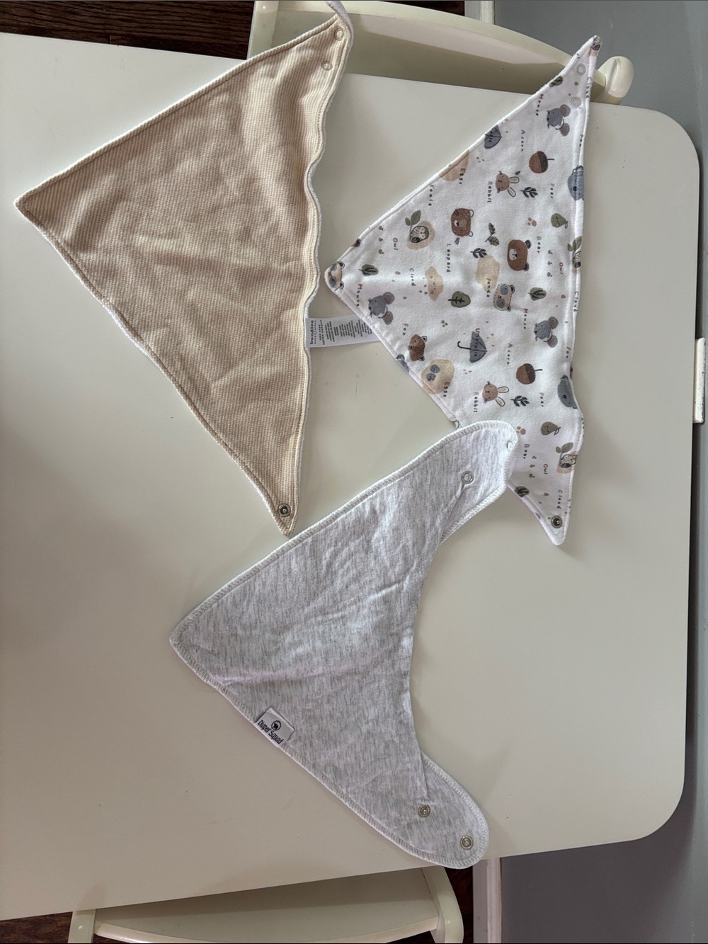 Neutral Baby Bandana Bibs Set - Beige, White, Gray